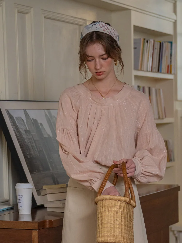 Ethereal Glow Pleated Blouse
