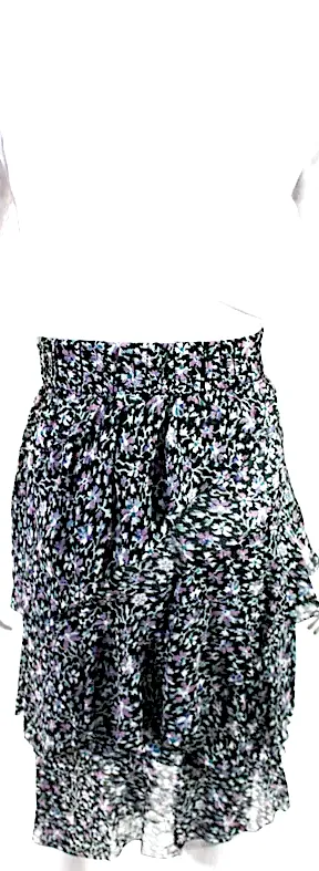 Etoile Isabel Marant Paris. Blue, Purple Asymmetric Tiered Midi Skirt