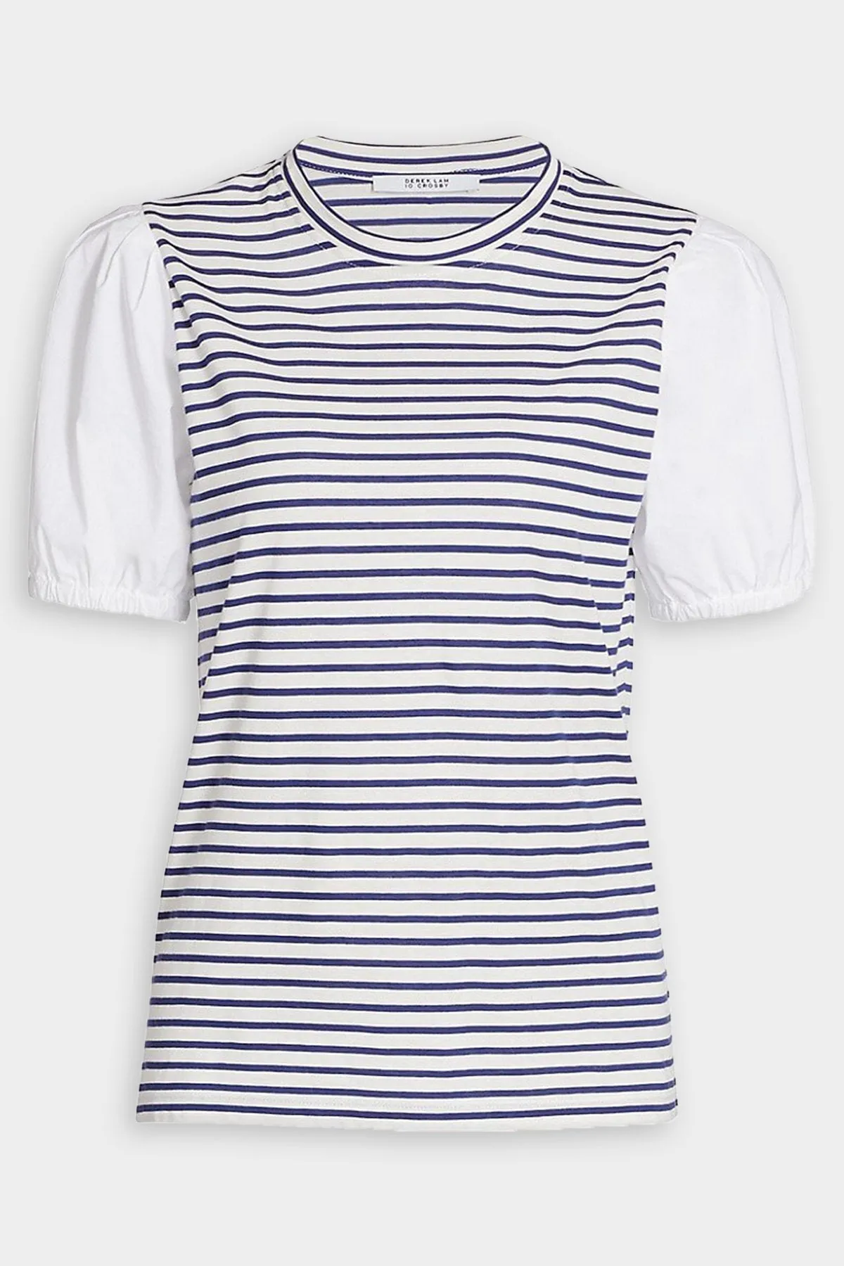 Eva Puff Sleeve Tee Top in Navy White