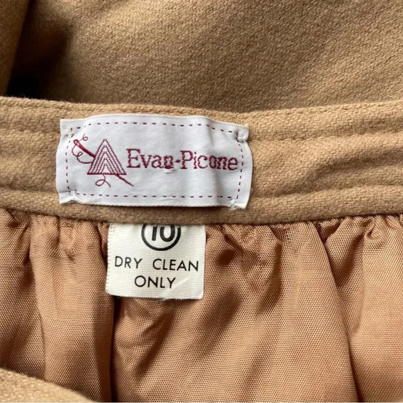 Evan Pinecone 70’s Vintage wool midi skirt tan women’s size 10