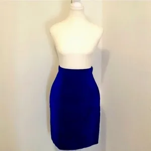 Express Vintage 80s 1980s Blue Suede Pencil Skirt XS