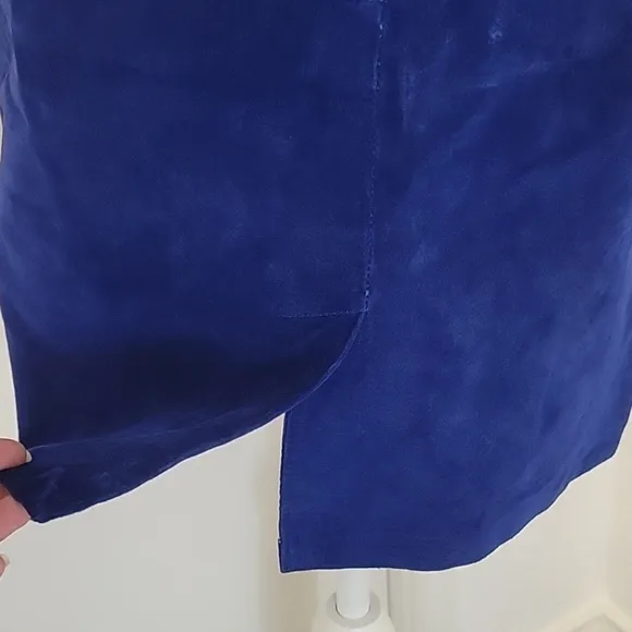 Express Vintage 80s 1980s Blue Suede Pencil Skirt XS