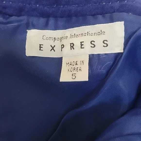 Express Vintage 80s 1980s Blue Suede Pencil Skirt XS