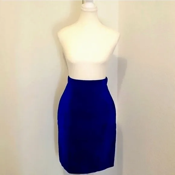 Express Vintage 80s 1980s Blue Suede Pencil Skirt XS