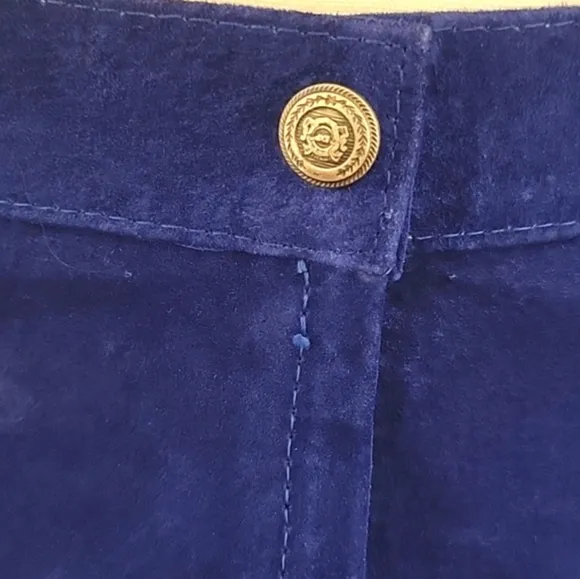 Express Vintage 80s 1980s Blue Suede Pencil Skirt XS