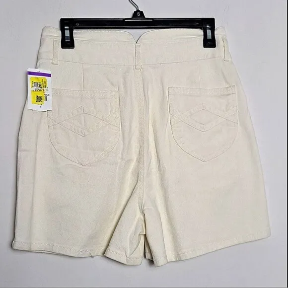 Faherty womens Rikki beige organic cotton pleated paperbag style shorts sz M