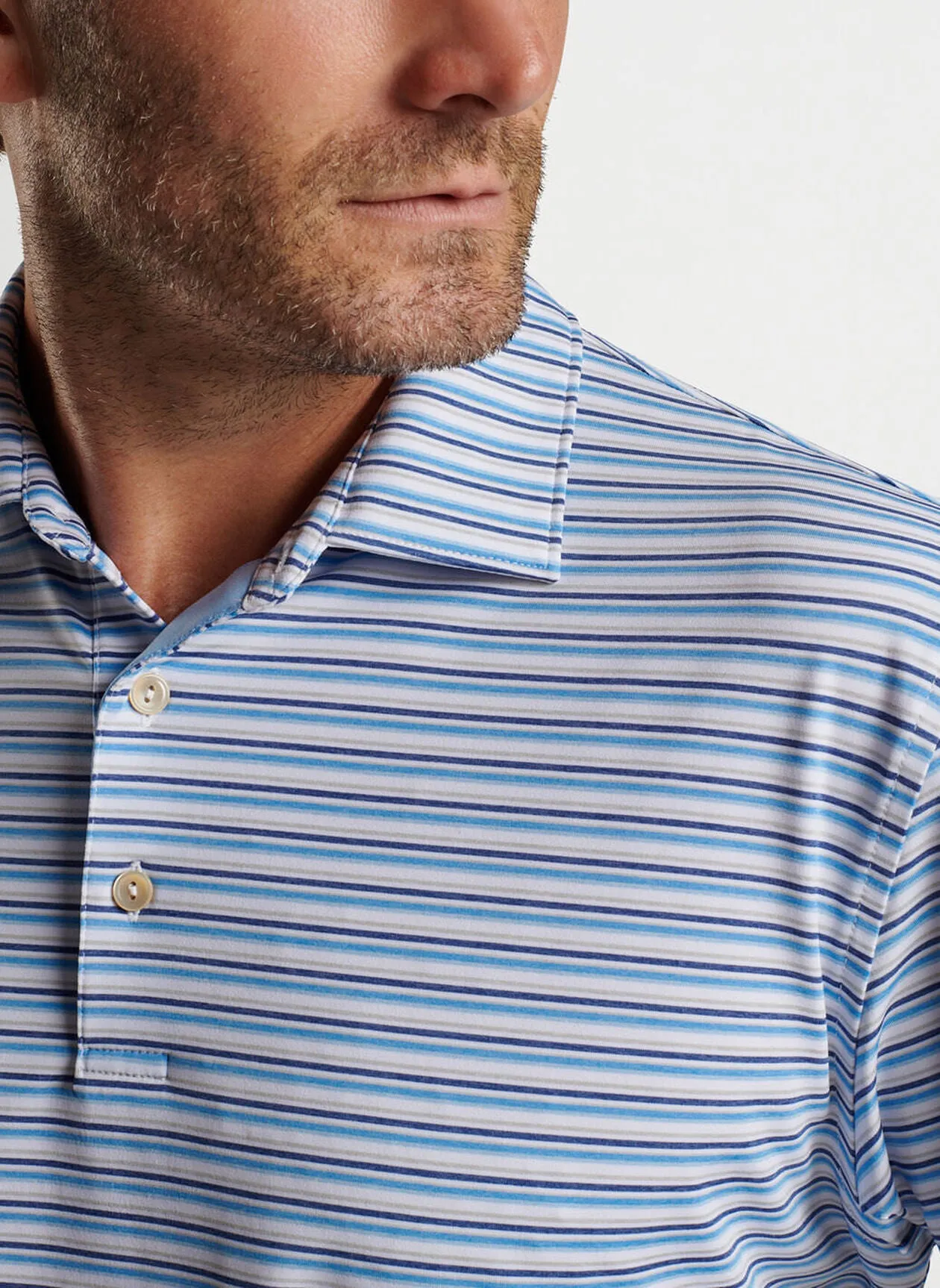 Fairmont Performance Jersey Polo (White/Liberty Blue)
