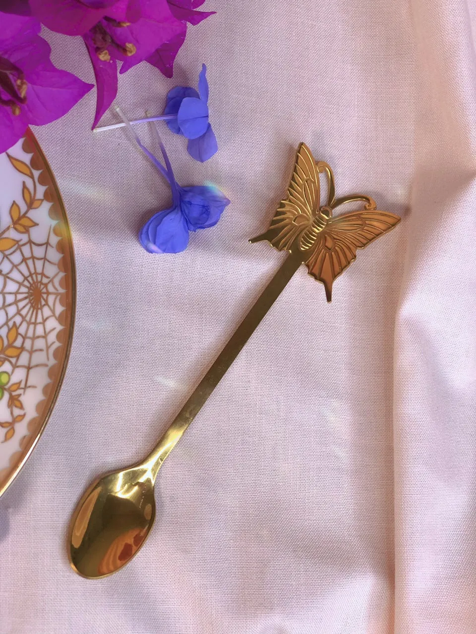 Fancy Tea Spoon Butterfly gold