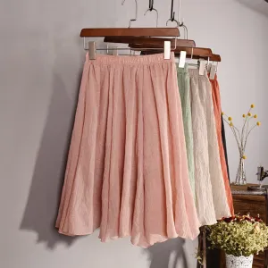 Fashion Brand Women High Linen Cotton Breathable Bilayer structure Pleated Vintage Short Skirts