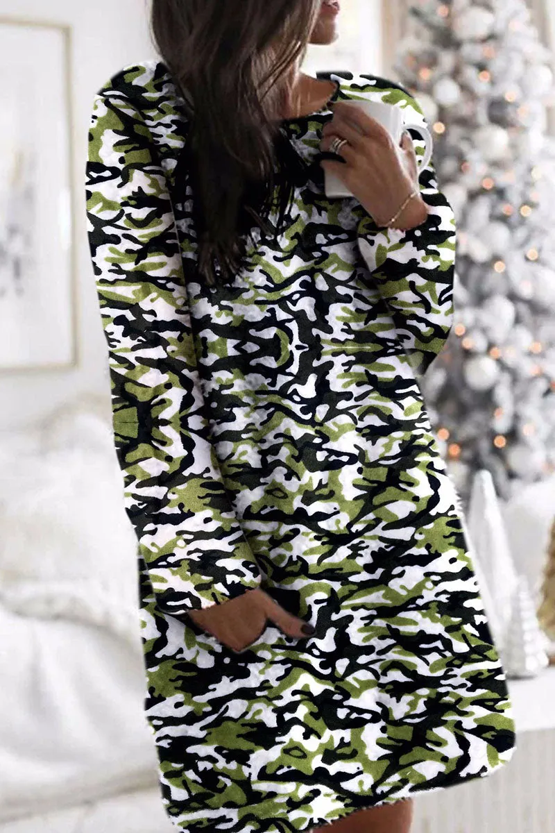 Fashion Sweet Print O Neck A Line Dresses