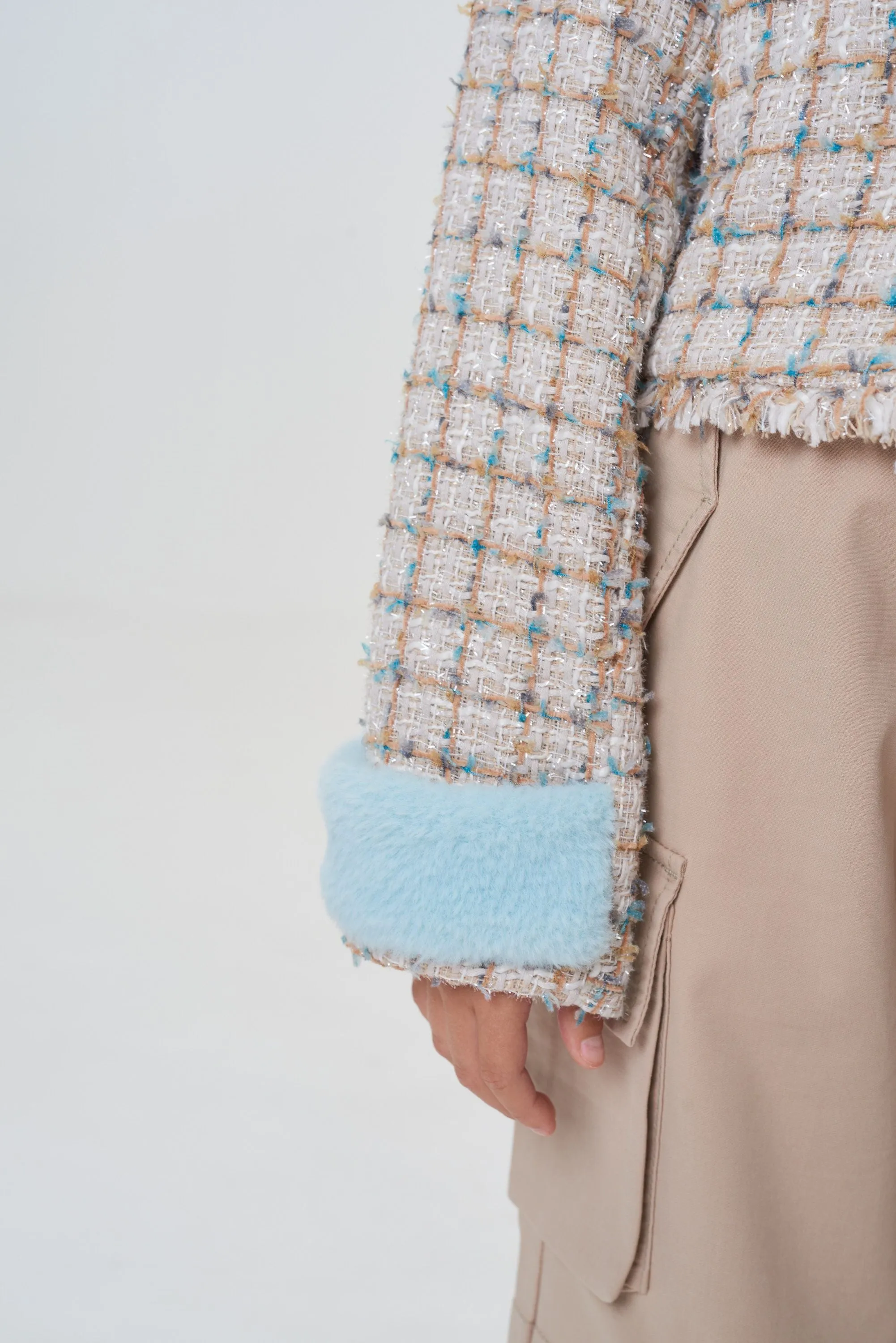 Faux Fur Collar Tweed Jacket