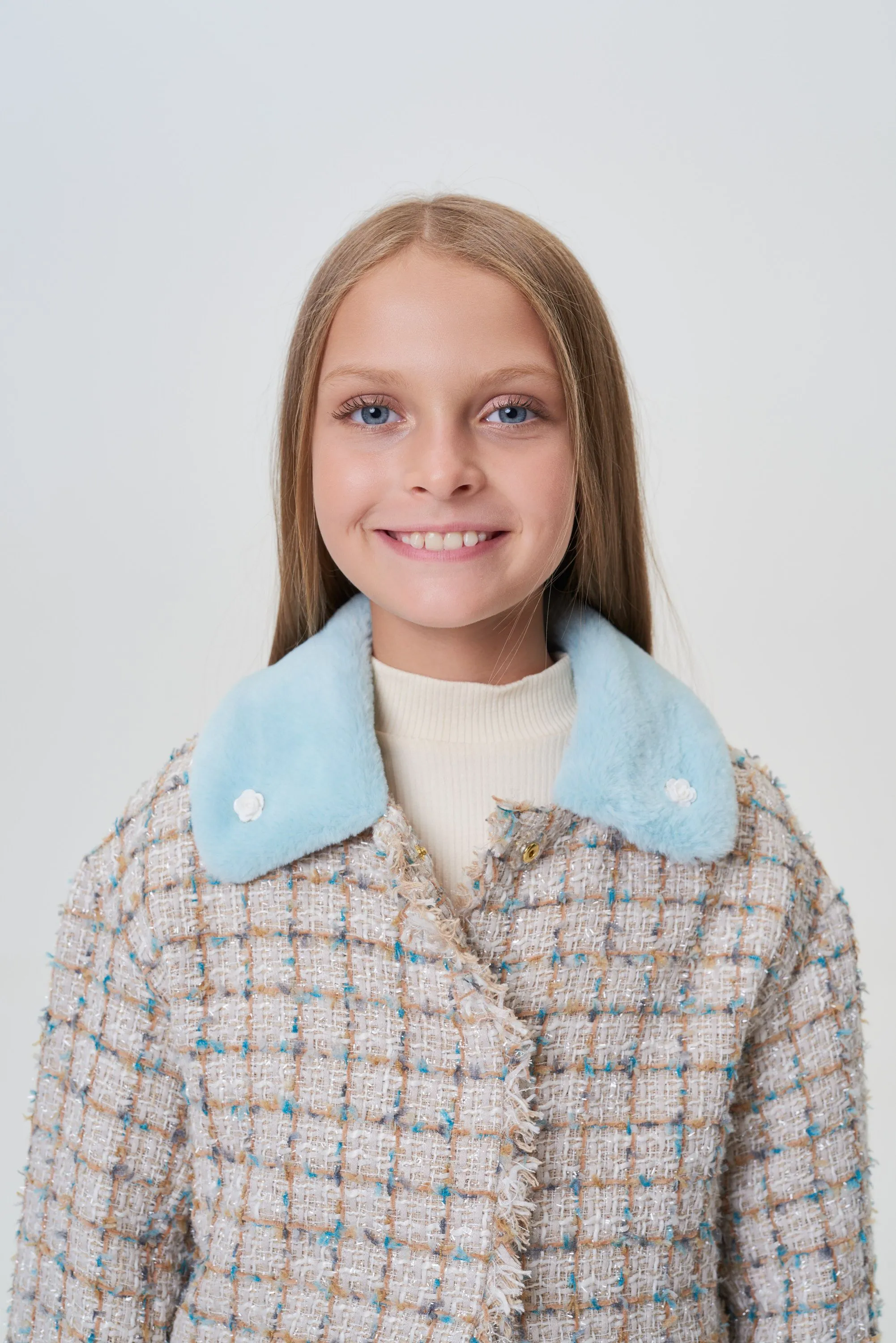 Faux Fur Collar Tweed Jacket