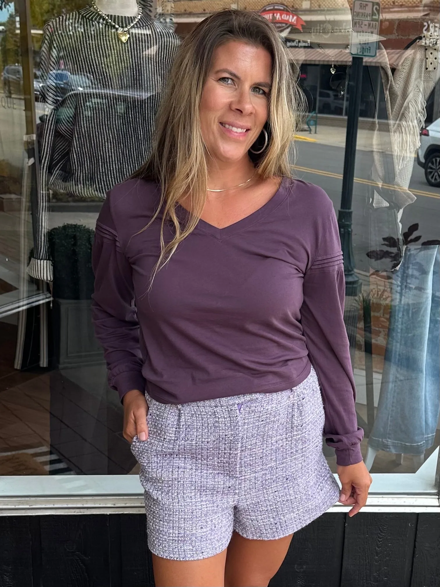 FINAL SALE Raisin Pintuck Tee