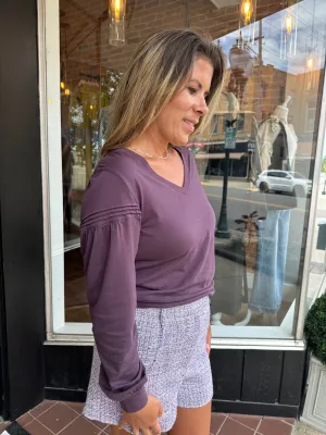 FINAL SALE Raisin Pintuck Tee