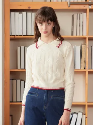 【Final Sale】Eloise Peter Pan Collar Ribbed Wool Sweater