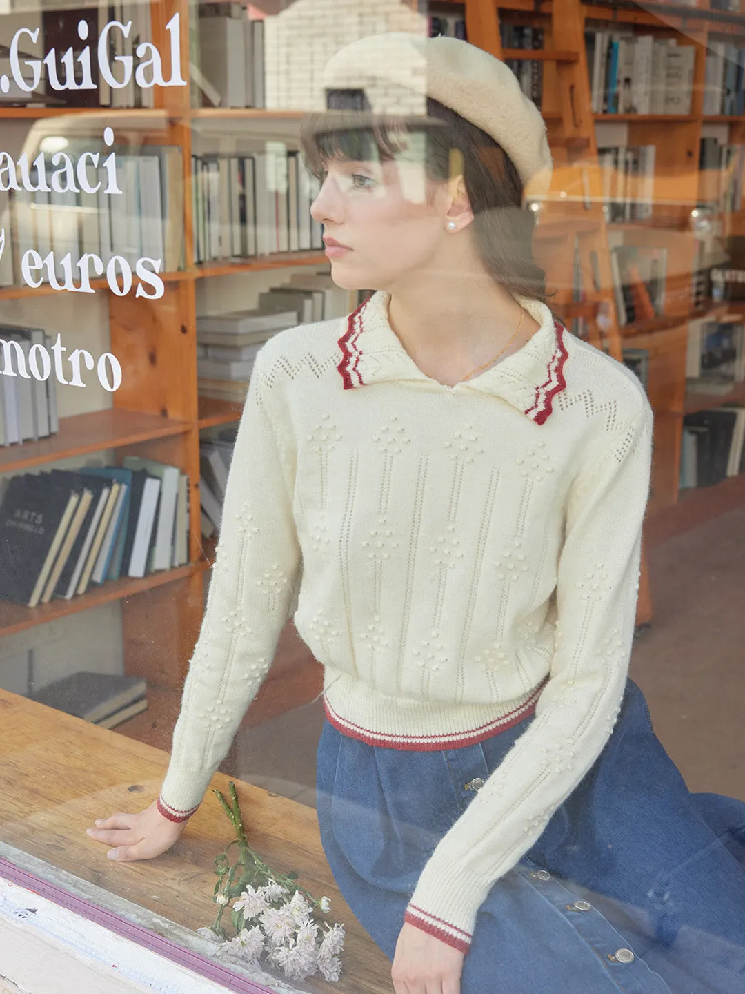 【Final Sale】Eloise Peter Pan Collar Ribbed Wool Sweater