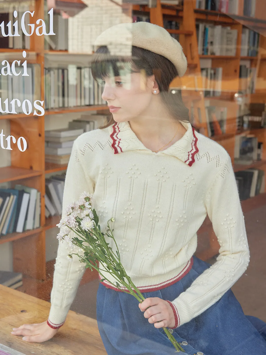 【Final Sale】Eloise Peter Pan Collar Ribbed Wool Sweater