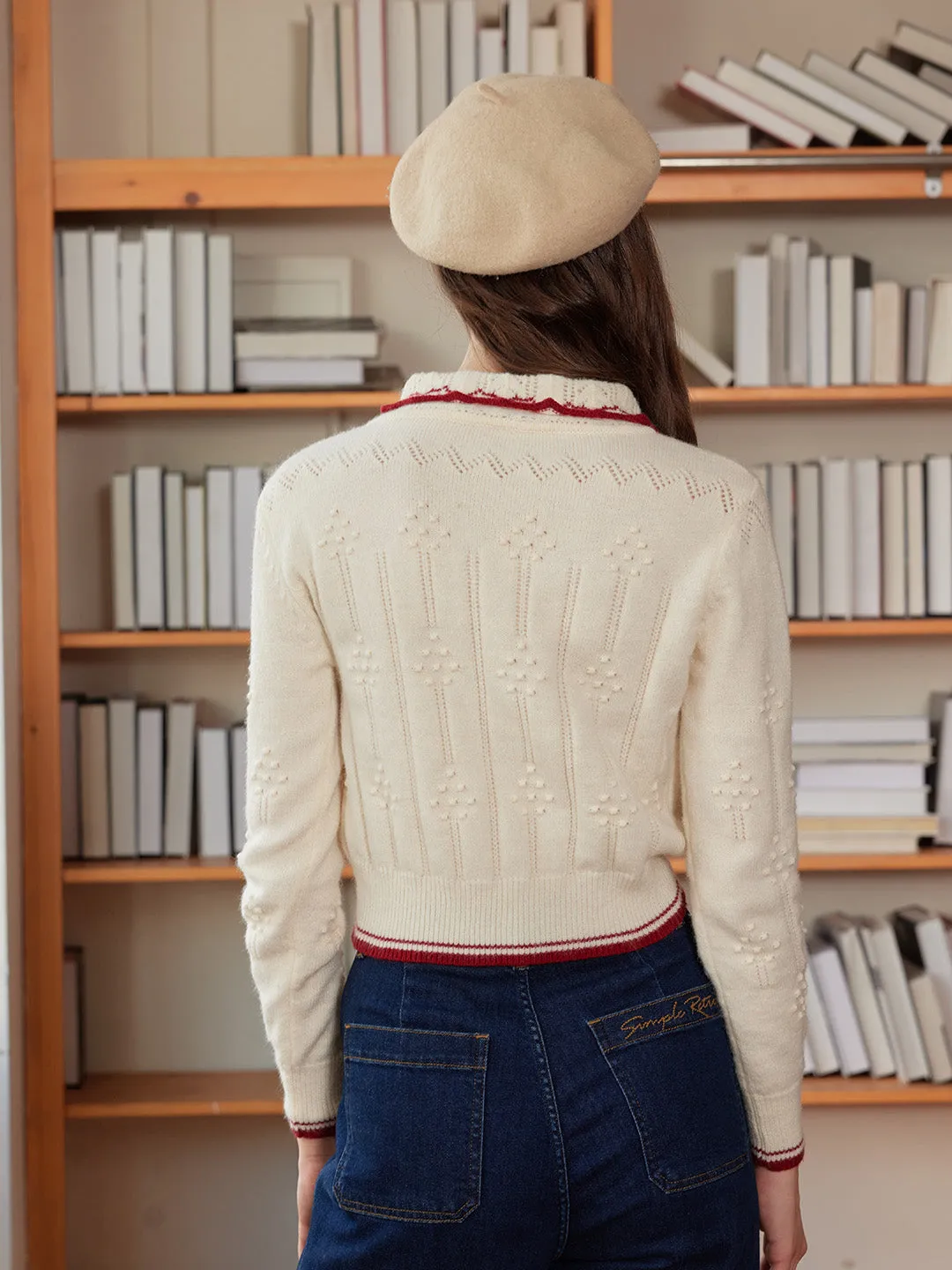 【Final Sale】Eloise Peter Pan Collar Ribbed Wool Sweater