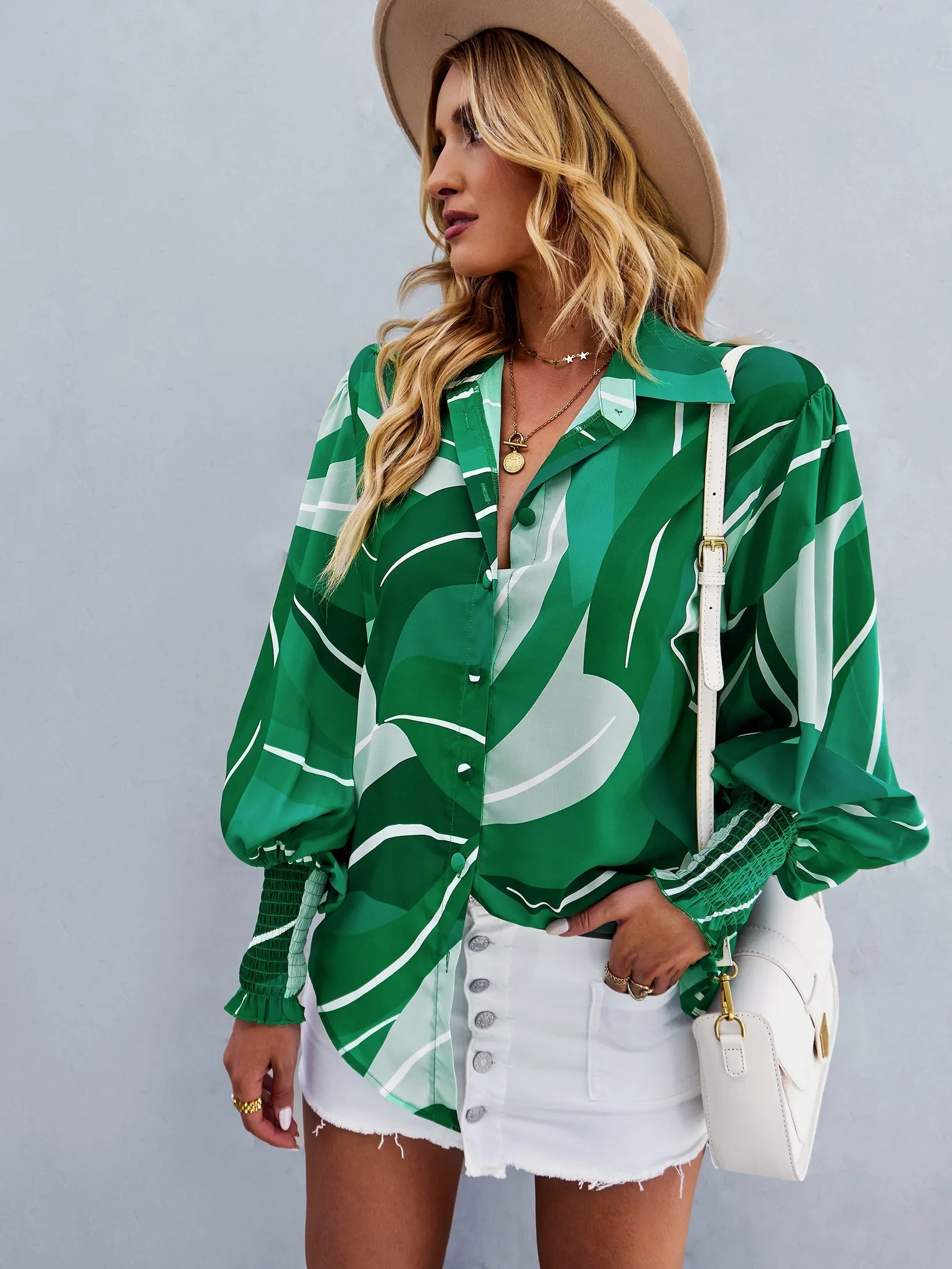 Fleetwood Blouse - Green Print