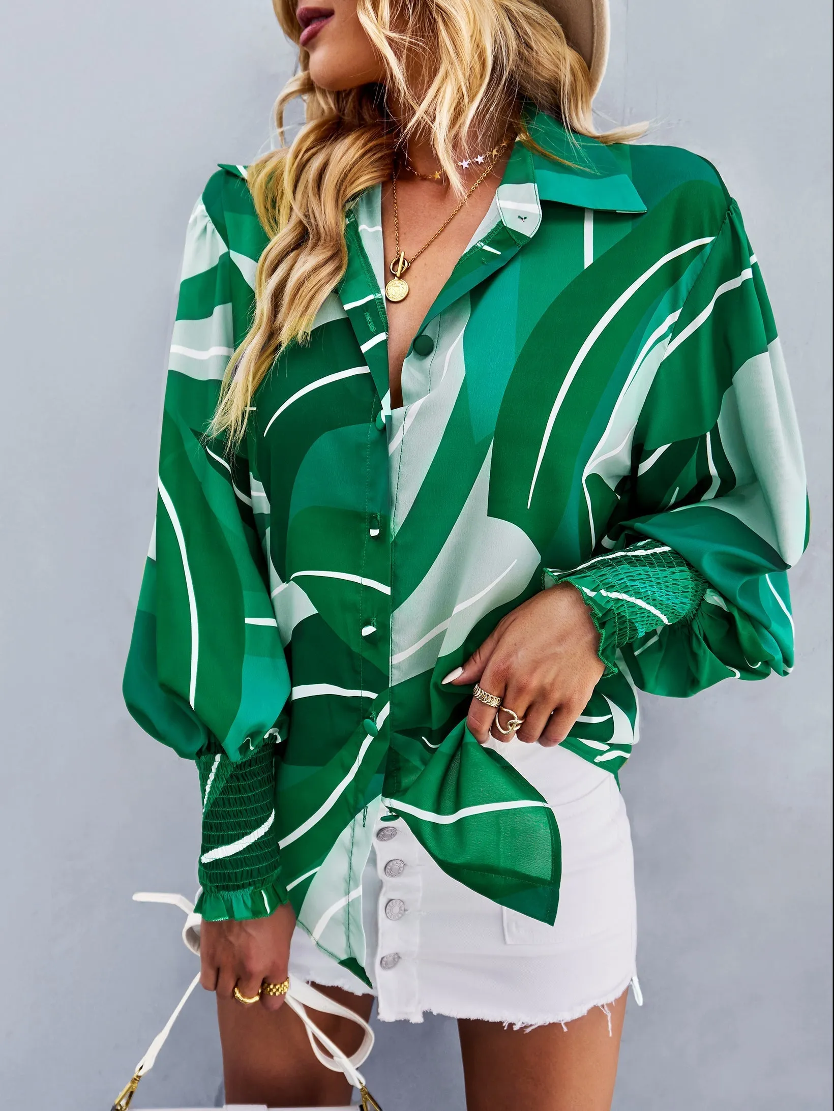 Fleetwood Blouse - Green Print