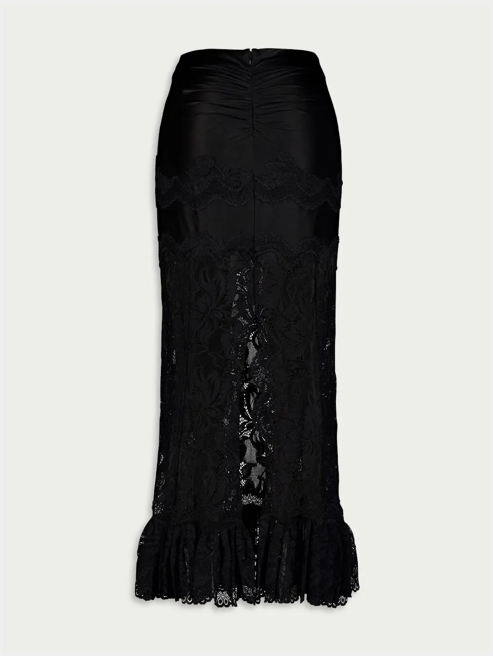 Floral-Lace Midi Skirt