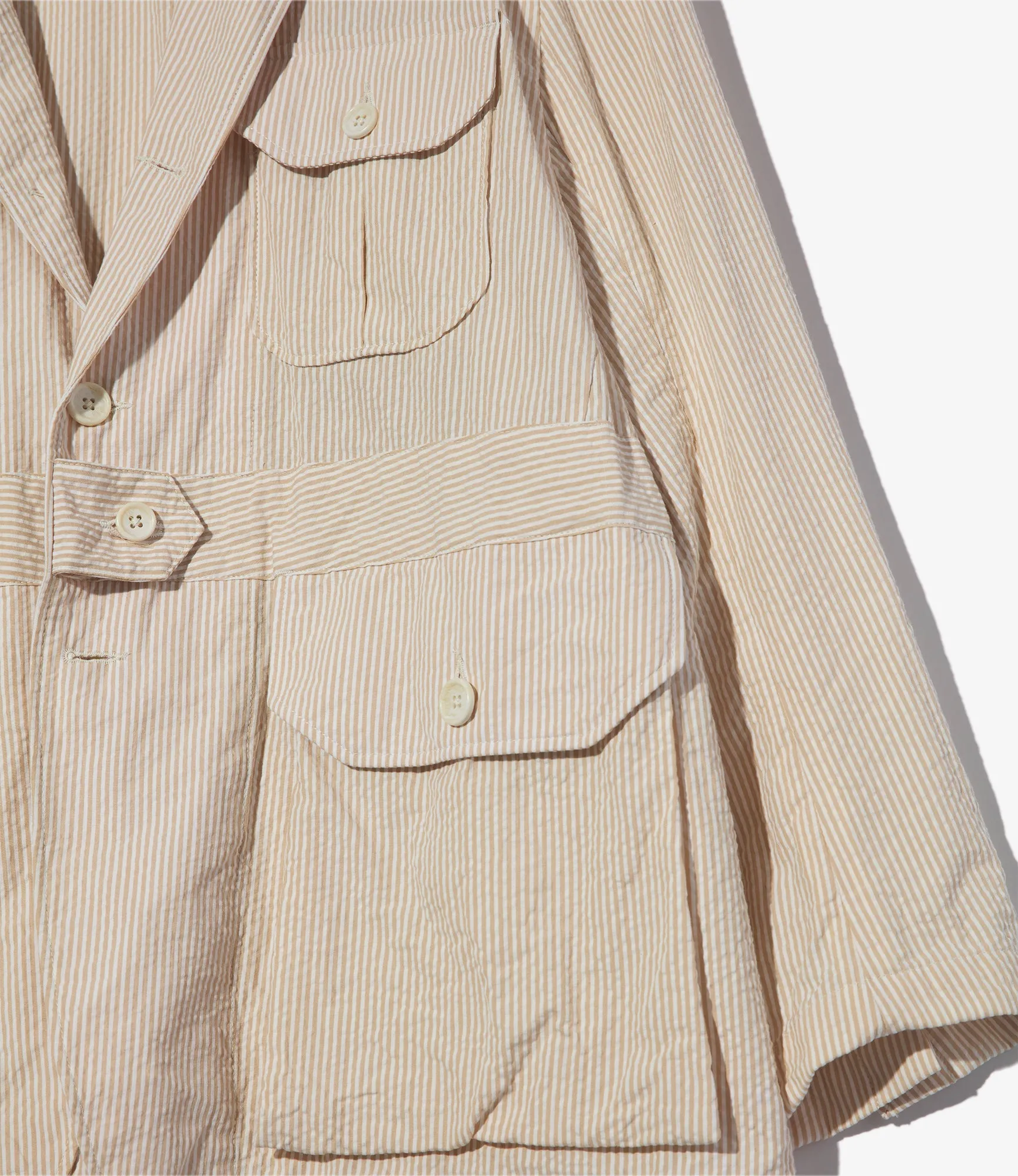 Folk Jacket – Beige Stripe Cotton Seersucker