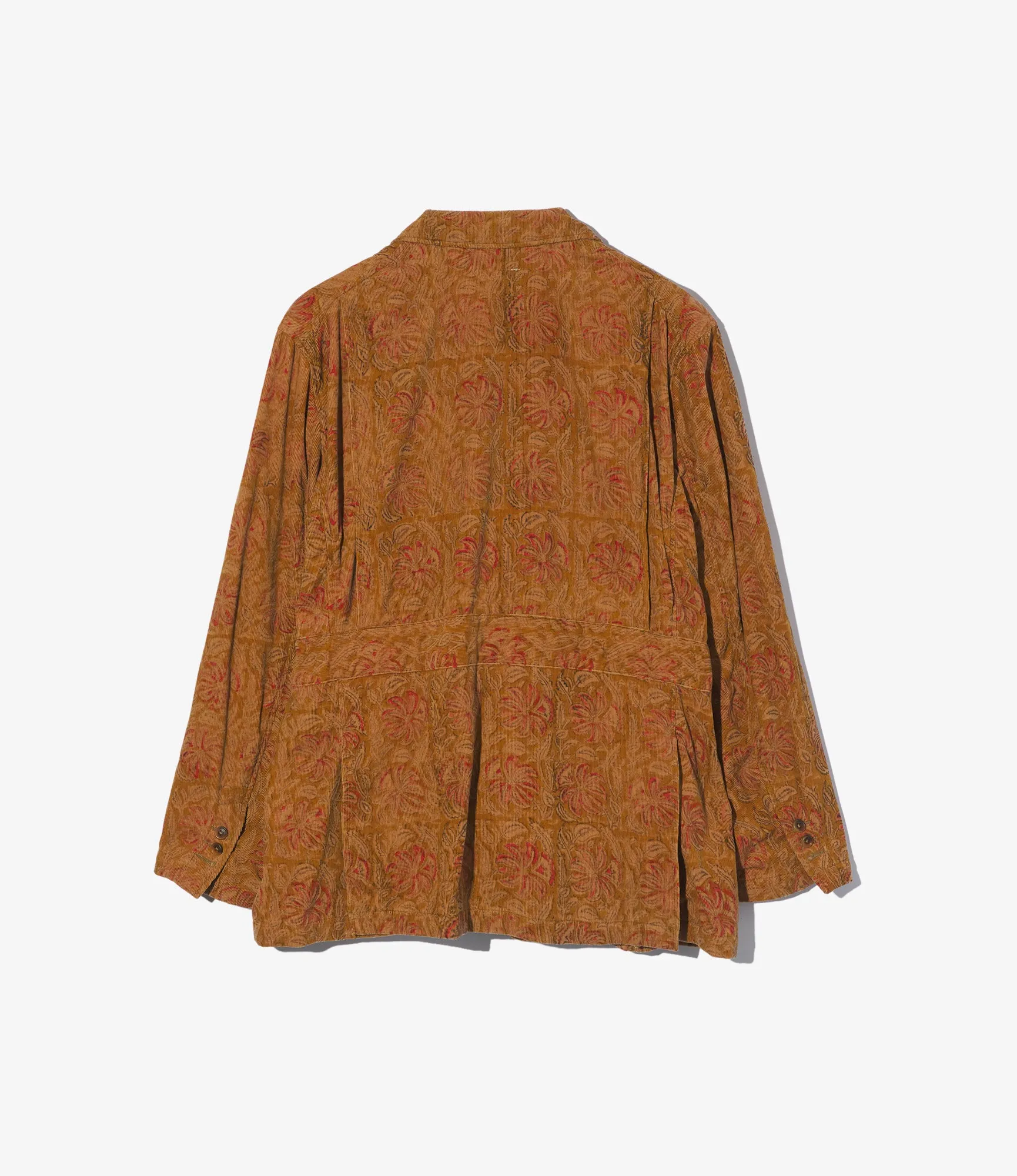 Folk Jacket – Khaki Floral Printed Corduroy