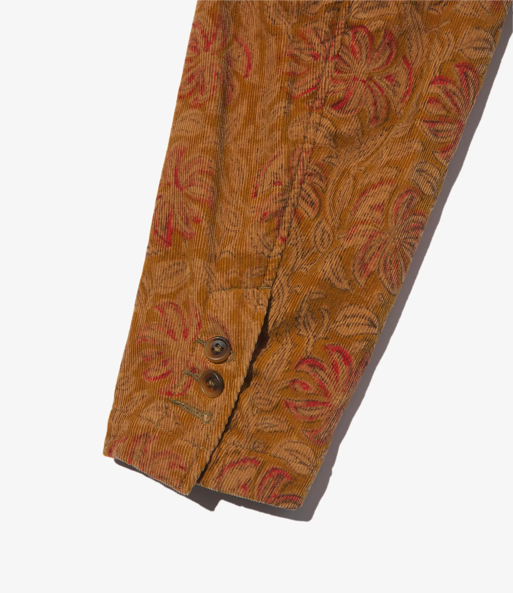 Folk Jacket – Khaki Floral Printed Corduroy