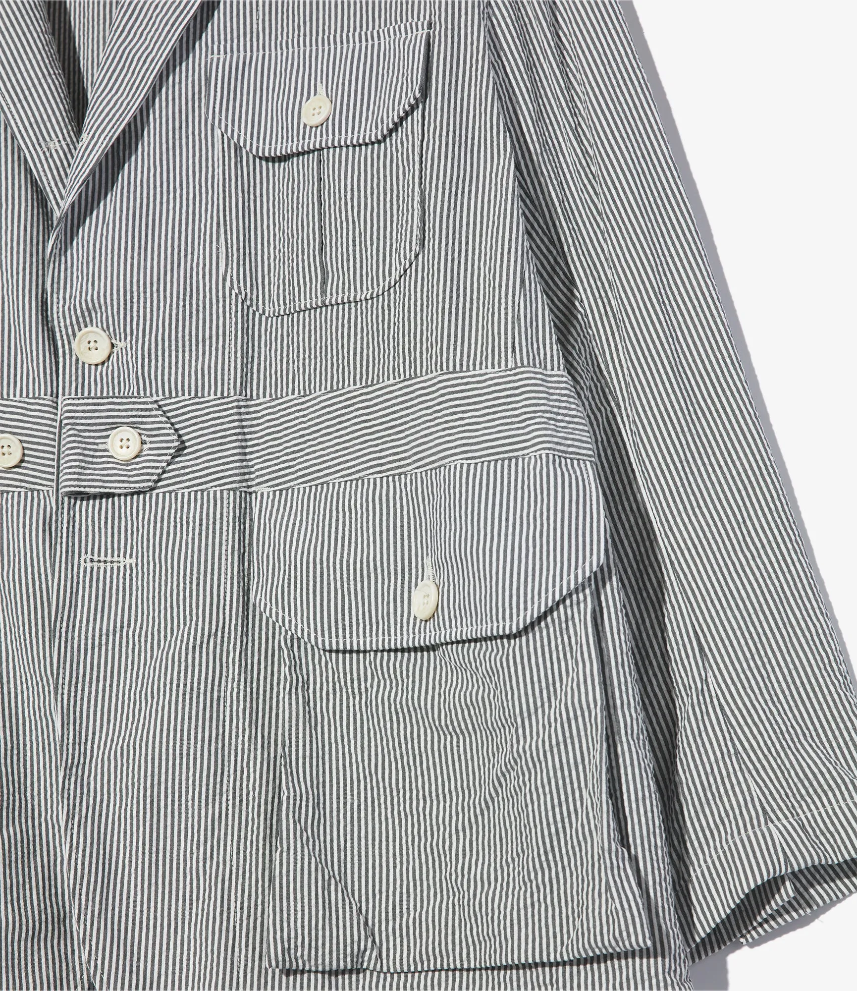 Folk Jacket – Navy Stripe Cotton Seersucker