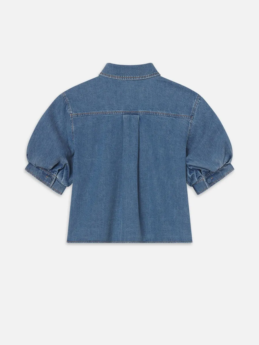 Frt744 Billow Sleeve Denim Top