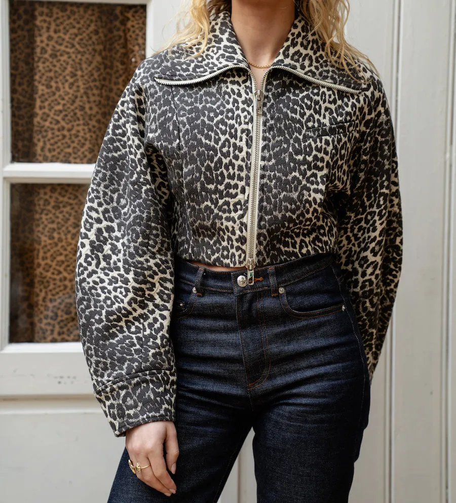 GANNI Cotton Tweed Short Curve Sleeve Jacket