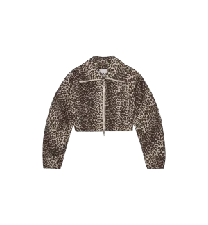 GANNI Cotton Tweed Short Curve Sleeve Jacket