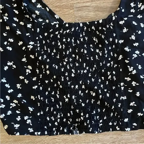Garage Black &amp; White Floral Mini Skirt Set with Ruffle Hem &amp; Adjustable Ruching