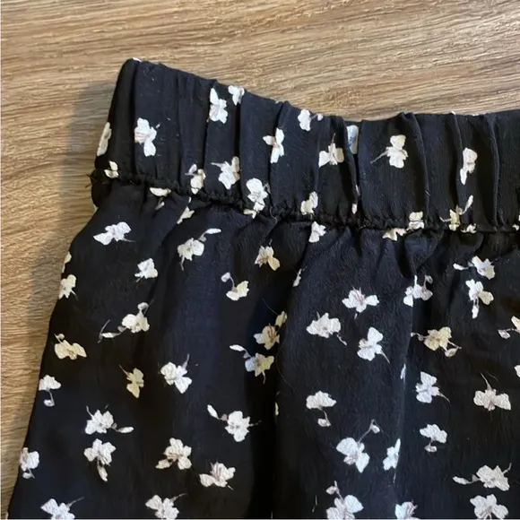Garage Black &amp; White Floral Mini Skirt Set with Ruffle Hem &amp; Adjustable Ruching