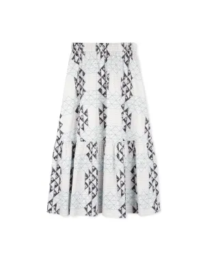 Geometric Floral Printed Midi Skirt