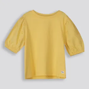 Girls Puff Sleeve Tee _ 155111 _ Yellow