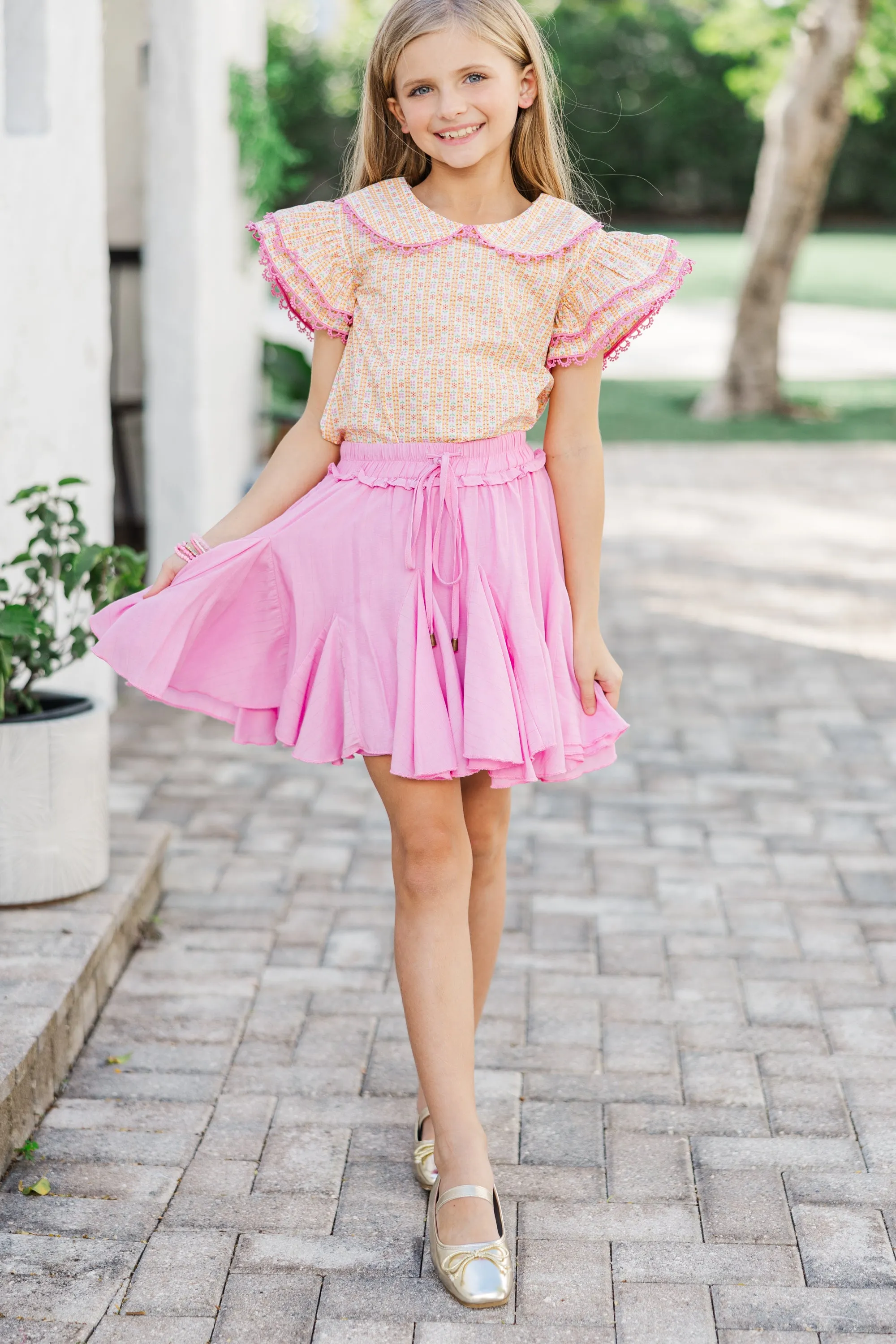 Girls: The Chelsea Yellow Collared Blouse
