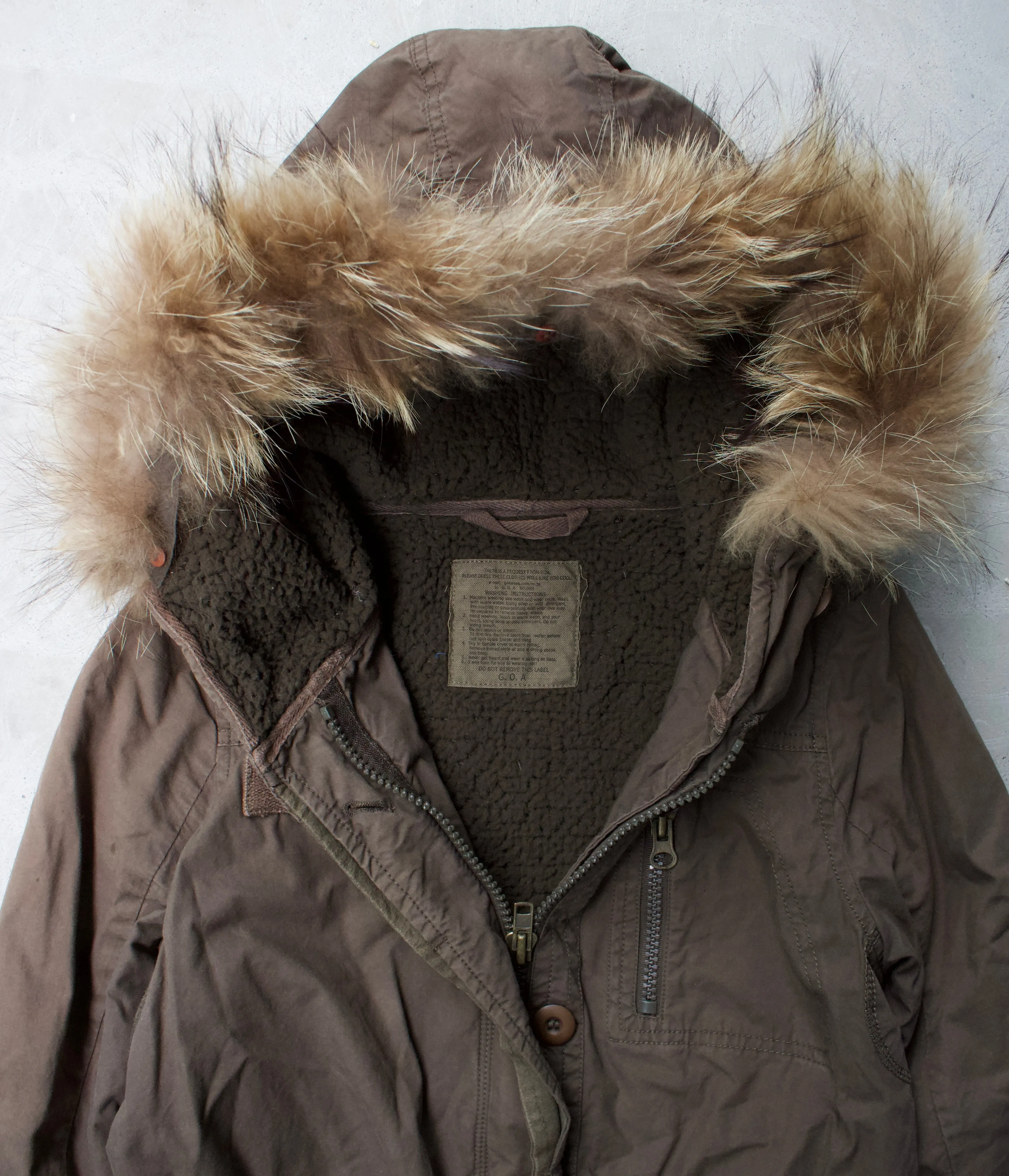 G.O.A Early 00s Racoon Fur Mod Military Shearling Parka