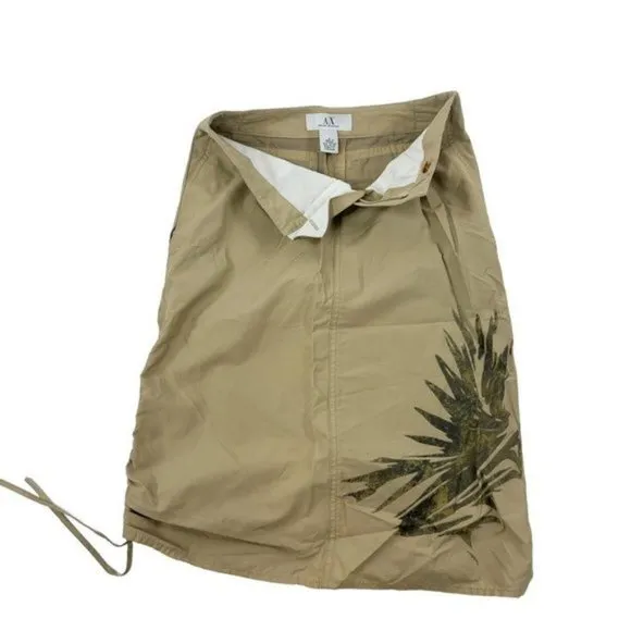 Gorgeous vintage 90s Armani Exchange Khaki Midi Skirt with abstract Motif and dr