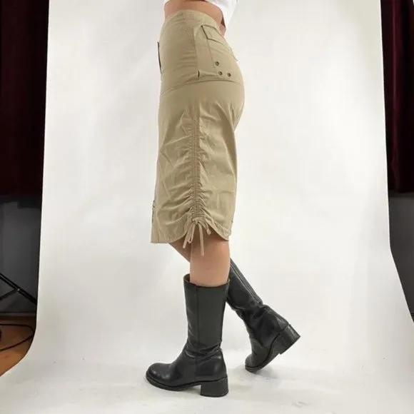 Gorgeous vintage 90s Armani Exchange Khaki Midi Skirt with abstract Motif and dr