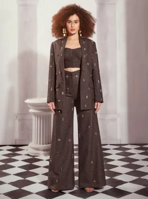 Gray tweed pantsuit set