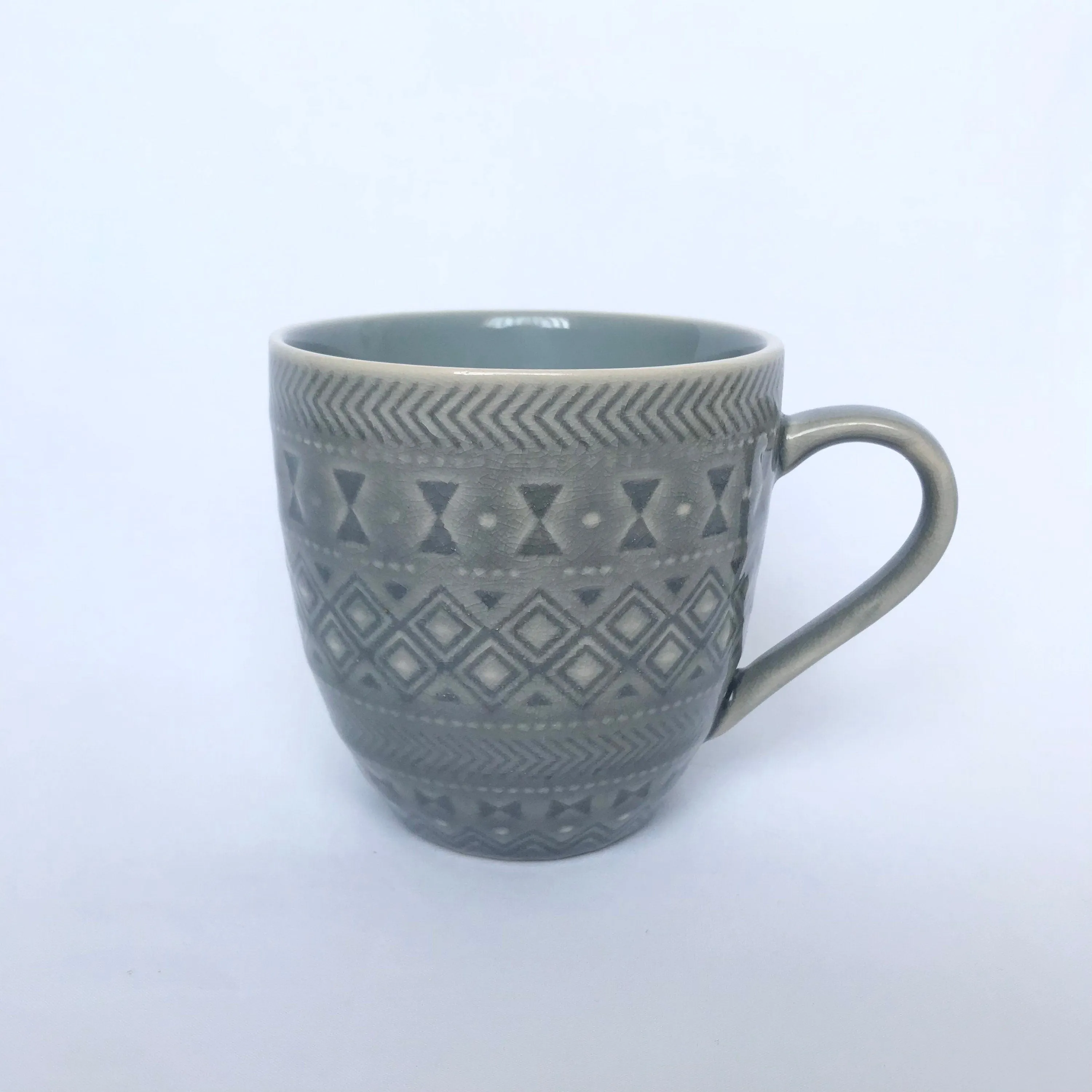 Grey Patterned Mug - Coffee Cup, Gifts For Her, Herbal Tea Cup, Grey Mug, Vintage Style Mug, Grey Tapas Mug, Grey Drinkware, Patterned Mug