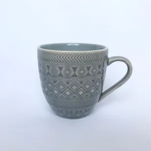 Grey Patterned Mug - Coffee Cup, Gifts For Her, Herbal Tea Cup, Grey Mug, Vintage Style Mug, Grey Tapas Mug, Grey Drinkware, Patterned Mug
