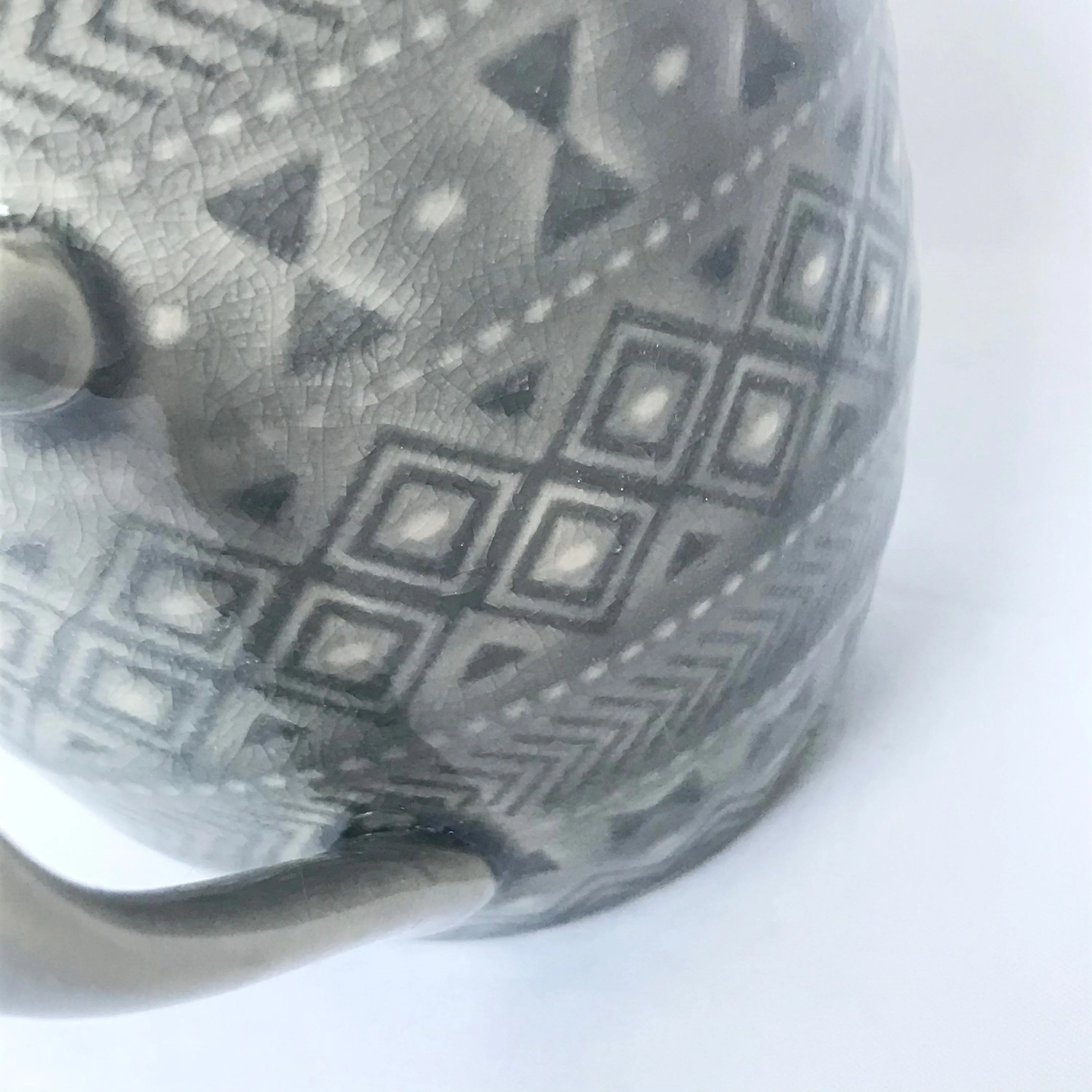 Grey Patterned Mug - Coffee Cup, Gifts For Her, Herbal Tea Cup, Grey Mug, Vintage Style Mug, Grey Tapas Mug, Grey Drinkware, Patterned Mug