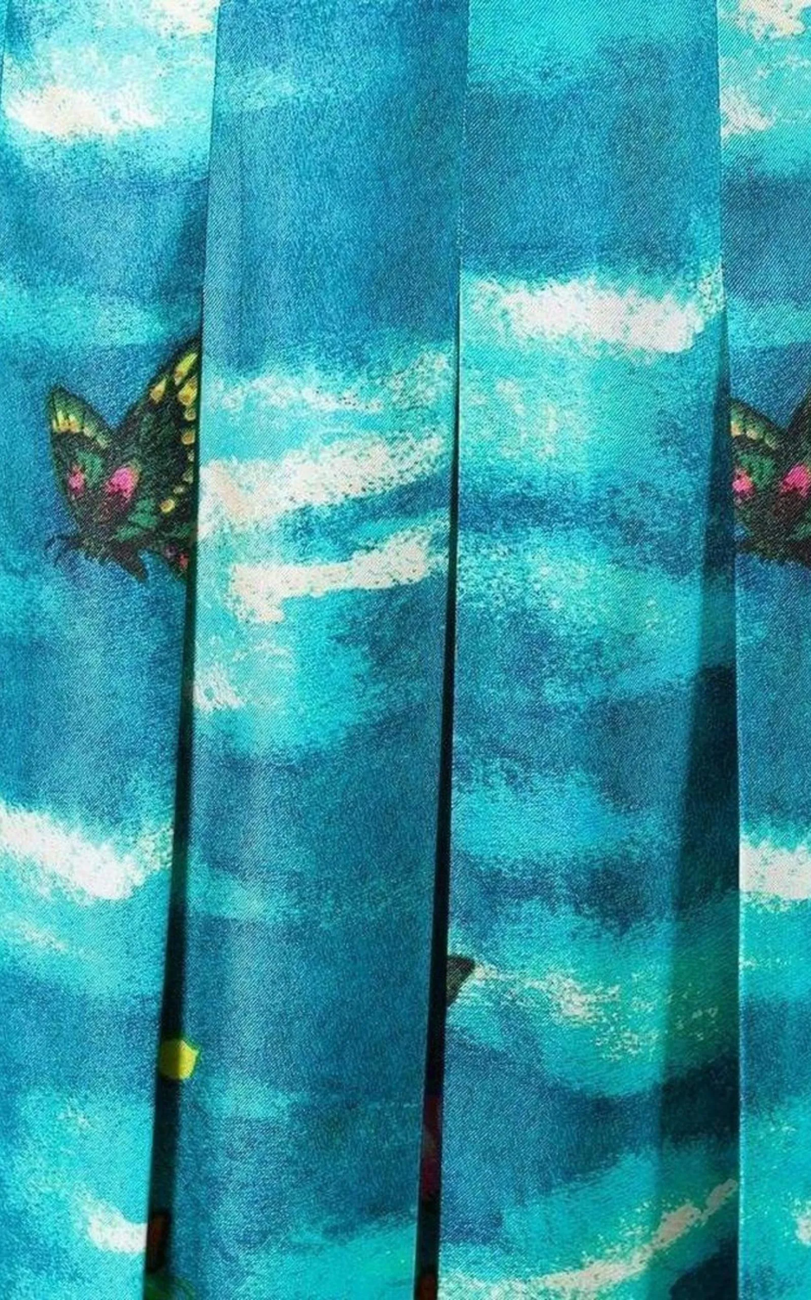 Gucci Garden Print Pleated Silk Skirt