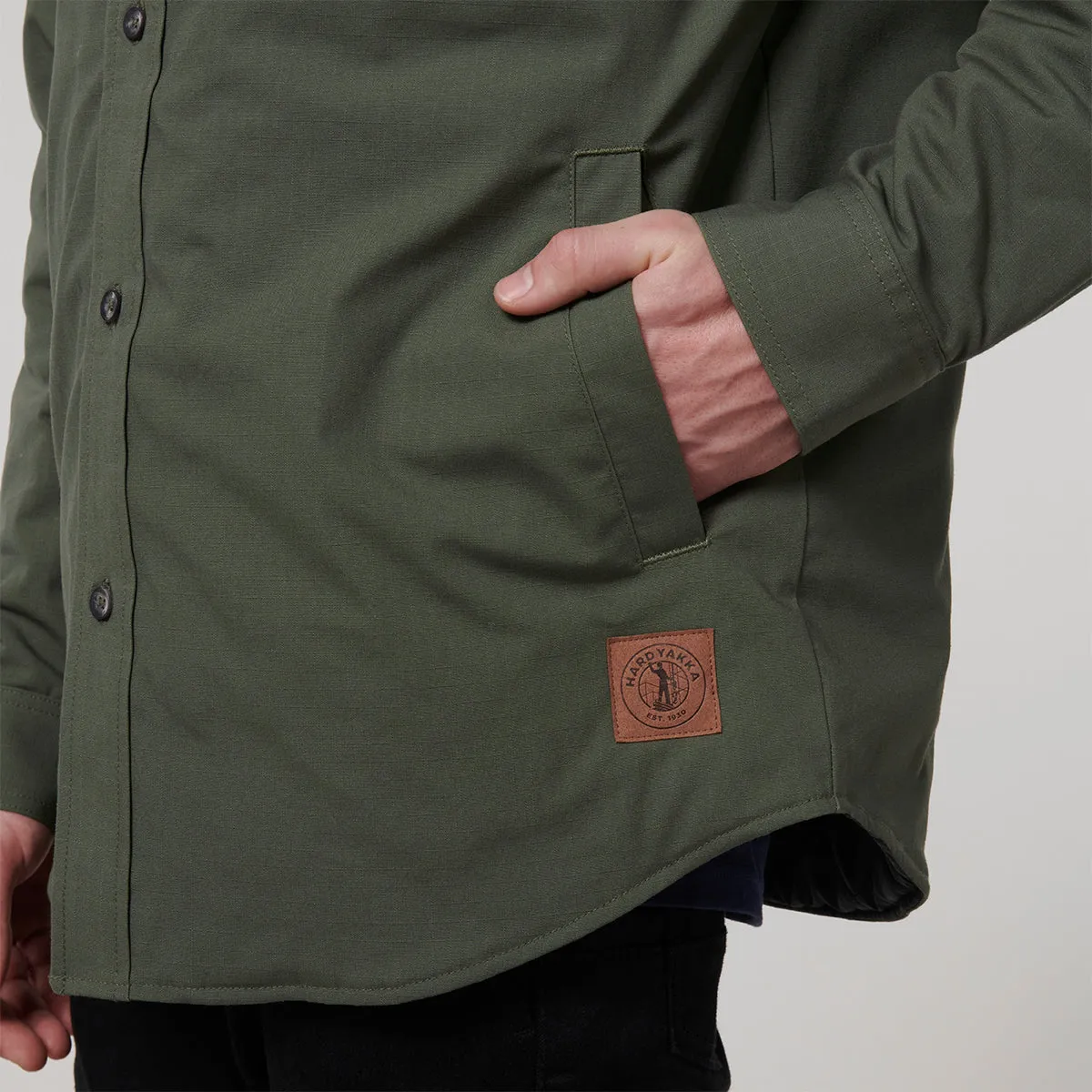 Hard Yakka Men's Quilted Shacket - Military Green