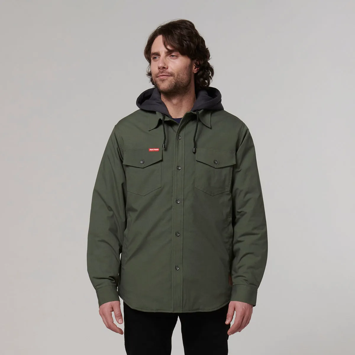 Hard Yakka Men's Quilted Shacket - Military Green