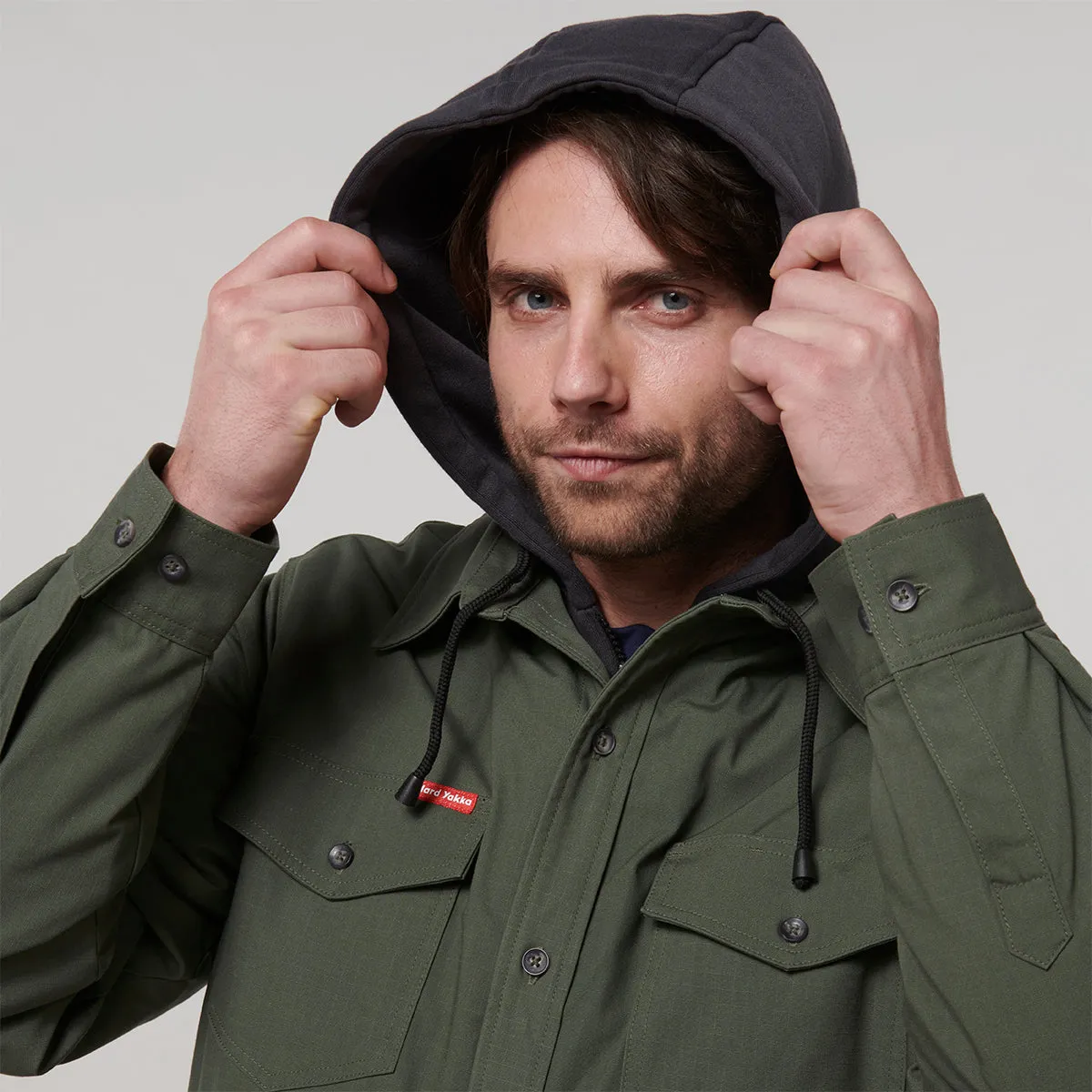 Hard Yakka Men's Quilted Shacket - Military Green