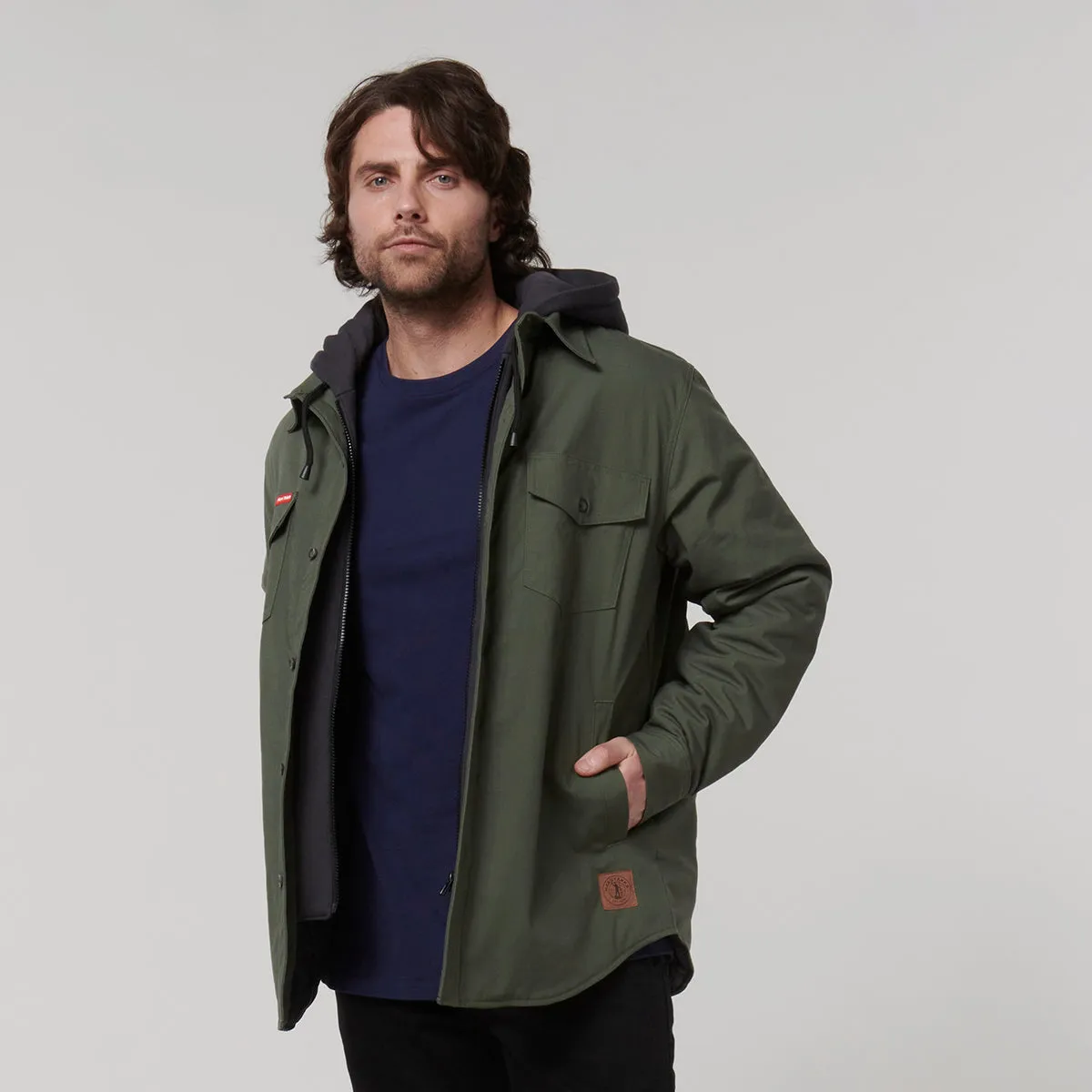 Hard Yakka Men's Quilted Shacket - Military Green