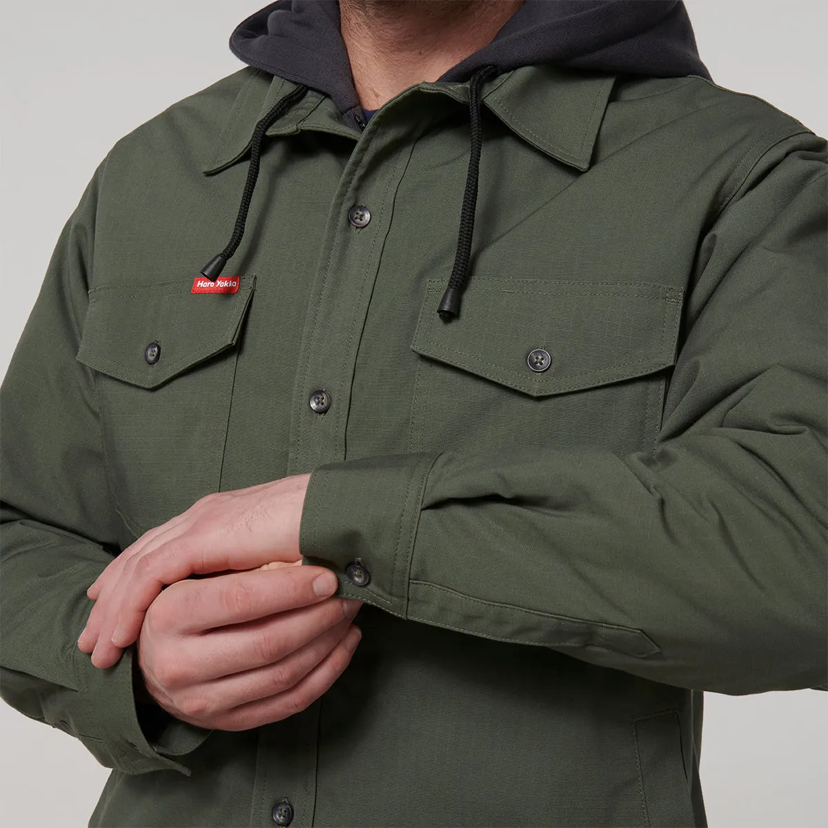 Hard Yakka Men's Quilted Shacket - Military Green